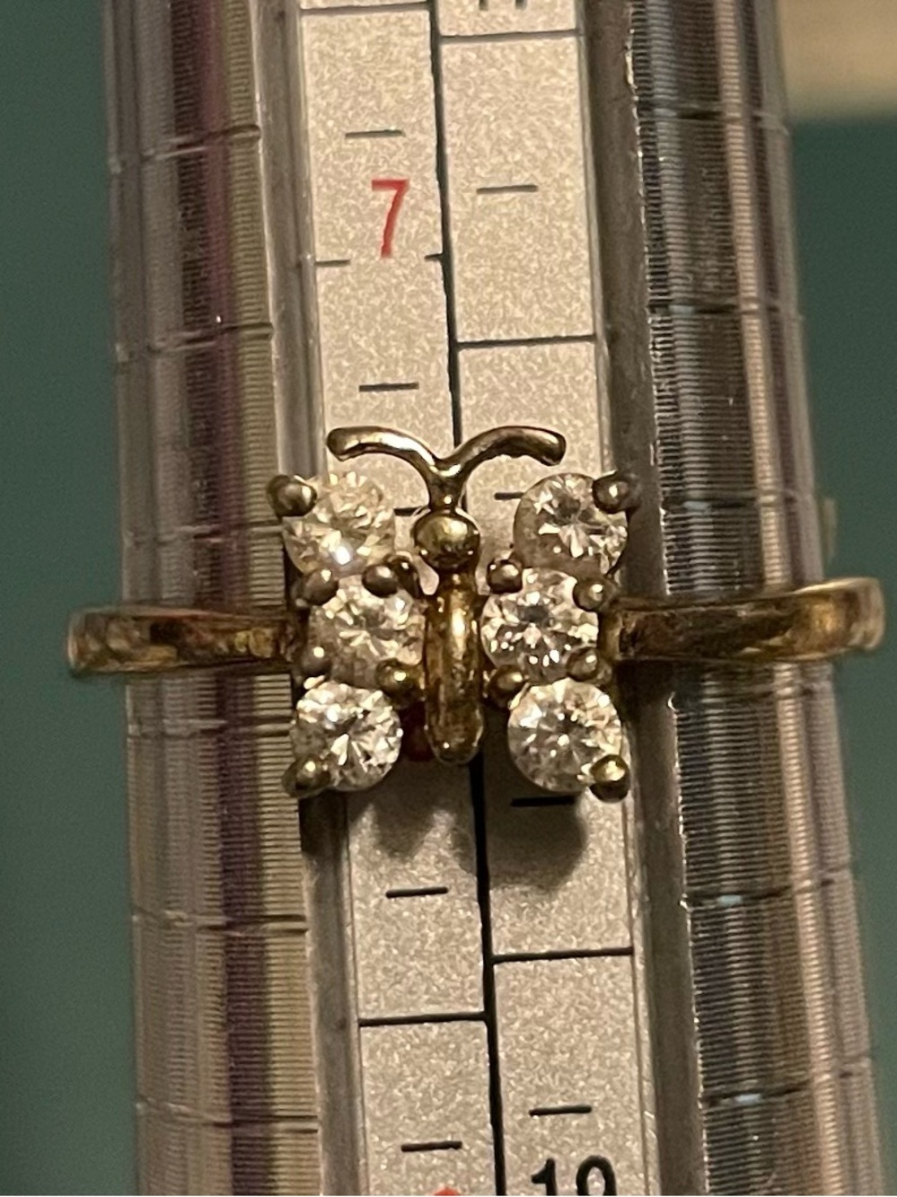 925 Sterling Silver Diamond Butterfly Ring size 8